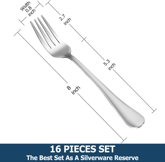 Dinner Forks,Set of 16 Top Food Grade Stainless Steel Silverware Forks,Table Forks,Flatware Forks,8 Inches,Mirror Finish & Dishwasher Safe,Use for Home,Kitchen or Restaurant
