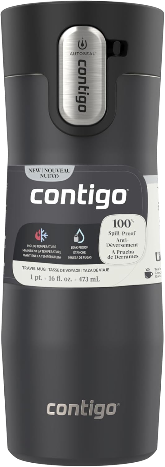 Contigo West Loop 3.0 Stainless Steel Insulated Travel Mug, Leak Proof with AutoSeal Lid, 16oz, Matte Black