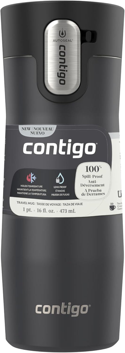 Contigo West Loop 3.0 Stainless Steel Insulated Travel Mug, Leak Proof with AutoSeal Lid, 16oz, Matte Black