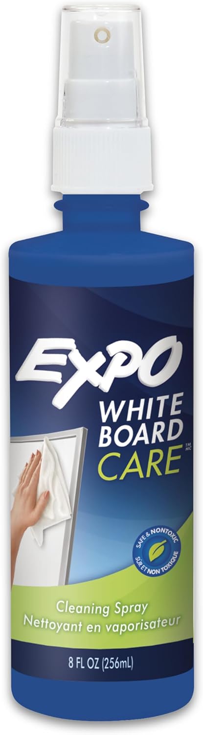 EXPO Dry Erase Whiteboard Cleaning Spray, 8oz - Calendar, Organization, Essential Supplies for Office, School, Classroom, Teachers