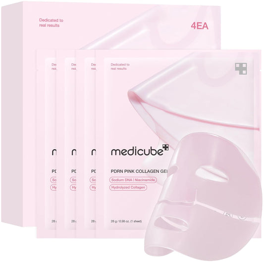 medicube Jelly Gel Mask with Salmon DNA PDRN Pink Collagen | Overnight Face Mask for Glass Glow Skin | Elasticity, Hydrating, Firming and Moisturizing | Korean Skincare, 28g x 4ea