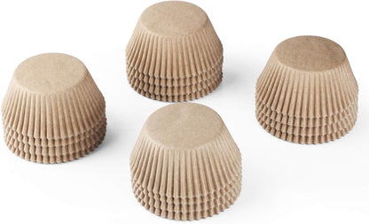 Caperci Standard Natural Cupcake Liners 500 Count, No Smell, Grease-Proof Paper Muffin Liners, Food-grade Baking Cups for Cupcakes, Muffins, Nuts