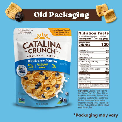 Catalina Crunch Protein Cereal - Breakfast Cereal with 10g of Protein, No Added Sugar - Gluten Free - Blueberry Muffin - 8 oz. Bag (Pack of 1)