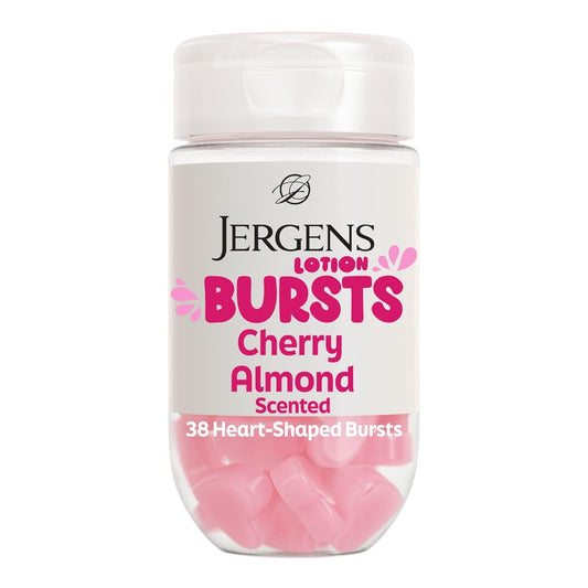 Jergens Cherry Almond Lotion Bursts, Squishy Heart-Shaped Moisturizer Bursts, Lotion Gifts for Teens, 38 Ct