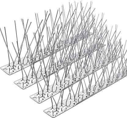 PANGCH Bird Spikes,Stainless Steel Bird Spikes Metal Bird Spikes Fence Spikes Easy to Install - 5 Strips 4.1 Feet Coverage