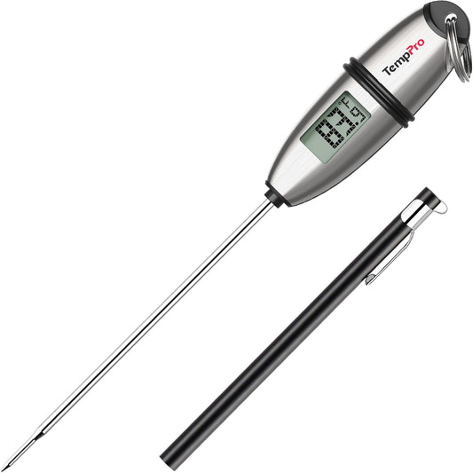 TempPro TP02S Digital Food Thermometer for Cooking Bread Baking Sourdough Liquids, Meat Thermometer Digital with Super Long Probe for Kitchen BBQ Yogurt Candy Making Accessory (Previously ThermoPro)