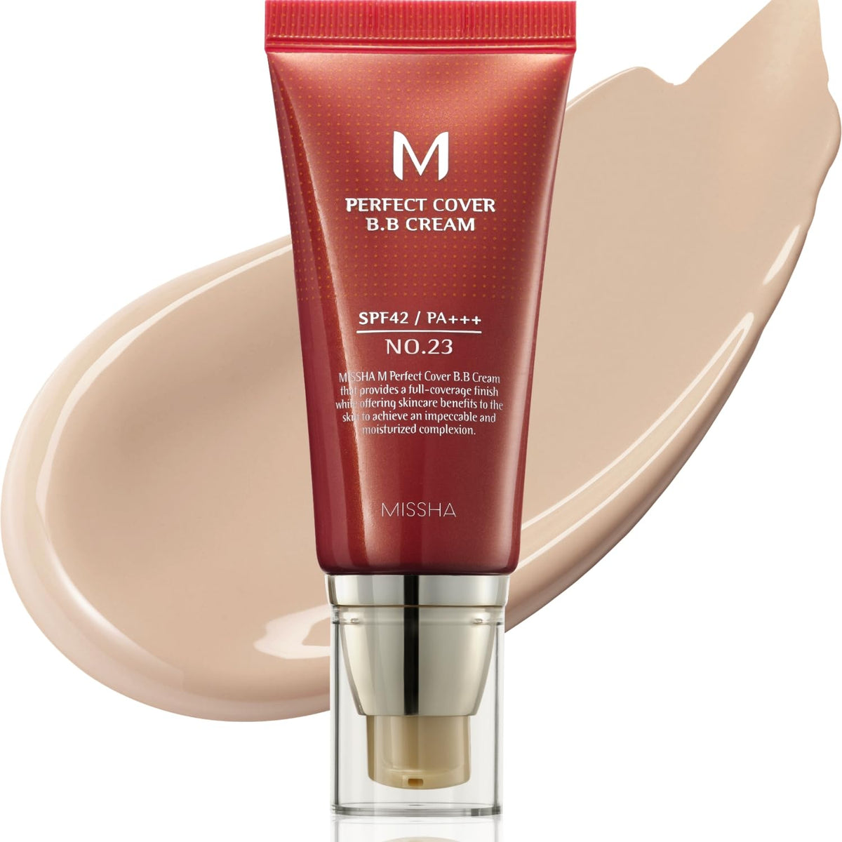 MISSHA M Perfect Cover BB Cream No.23 Natural Beige -Light/Medium with Cool/Neutral Undertone SPF 42 PA +++ 1.69 Fl Oz - Tinted Moisturizer for face with SPF