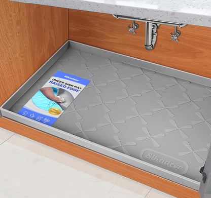 SIKADEER Under Sink Mat Waterproof 34" x 22", Silicone Mat Kitchen Drawer Shelf and Cabinet Liner, Sink Protector for Kitchen Organizers and Storage, Boot Tray Pet Food Mats