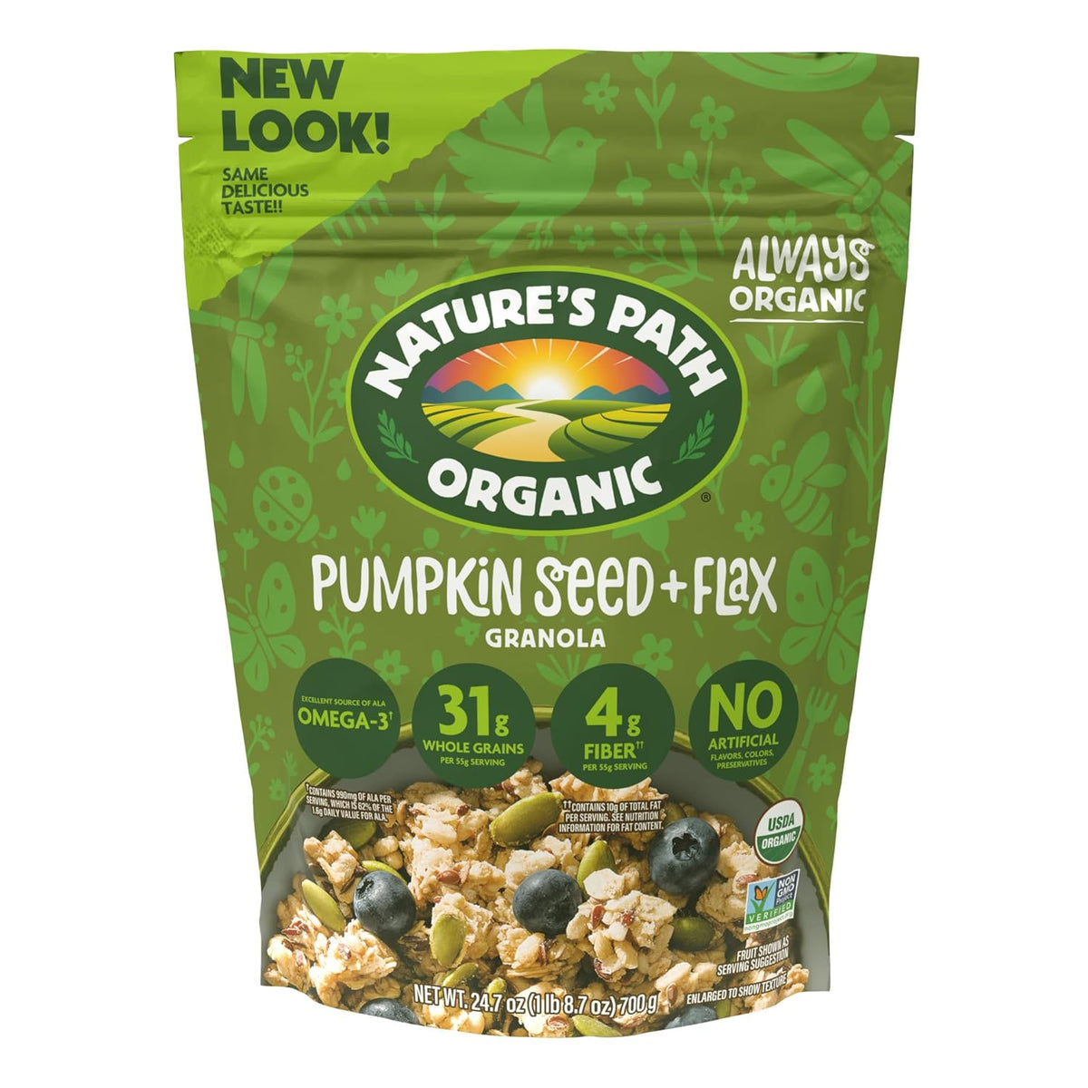 Nature's Path Organic Pumpkin Seed + Flax Granola, 24.7 oz (Pack of 1), Non-GMO