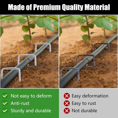 FEED GARDEN 6 Inch 50 Pack Hot-dip Galvanized Landscape Staples Plant Cover Spikes 11 Gauge Tent Stakes Garden Stakes Landscaping Fabric SOD Pins Yard Pins for Decoration Weed Barrier Fabric