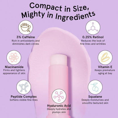 grace & stella Under Eye Brightener Balm Stick - Travel Size Toiletries - Retinol & Caffeine Eye Cream for Dark Circles, Puffiness, Wrinkles - Restore and Hydrate - Vegan Skincare (0.13oz / 3.5g)