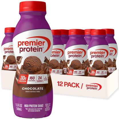 Premier Protein Shake, Chocolate, 30g Protein, No Added Sugar, 24 Vitamins & Minerals to Support Immune Health, 11.5 fl oz, 12 Pack