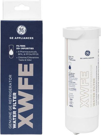 GE XWFE Refrigerator Water Filter, Genuine Replacement Filter, Certified to Reduce Lead, Sulfur, and 50+ Other Impurities, Replace Every 6 Months for Best Results, Pack of 1