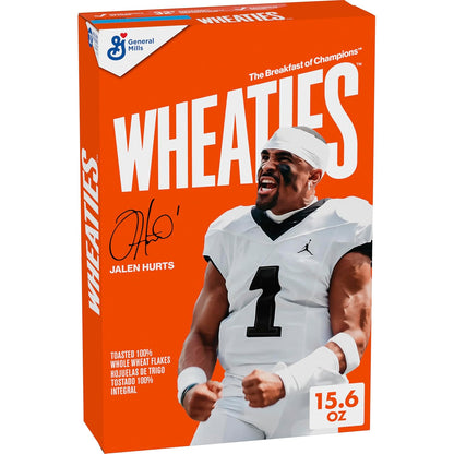 Wheaties Cereal, Breakfast of Champions, Jalen Hurts Cereal Box, 100% Whole Wheat Flakes, 15.6 oz