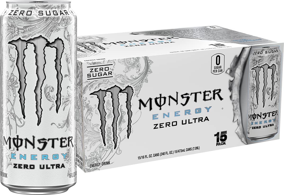 Monster Energy Zero Ultra, Sugar Free Energy Drink, 16 Ounce | Pack of 15