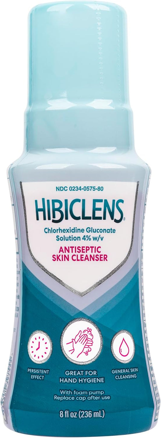 Hibiclens – Antimicrobial and Antiseptic Soap and Skin Cleanser – 8 oz with Foaming Pump – for Home and Hospital – 4% CHG