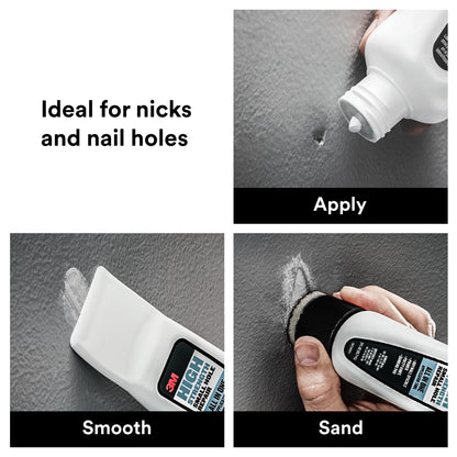 3M Small Hole Repair High Strength, All in One Applicator Tool, 1-Pack, Quick and Easy Repair for Nicks and Nail Holes, Includes Putty Knife, Spackle, and Sanding Pad For Wall Repairs (SHR-3-AIO)