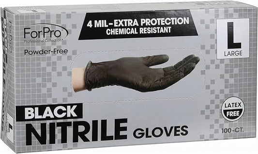 ForPro Disposable Nitrile Gloves, Chemical Resistant, Powder-Free, Latex-Free, Non-Sterile, Food Safe, 4 Mil