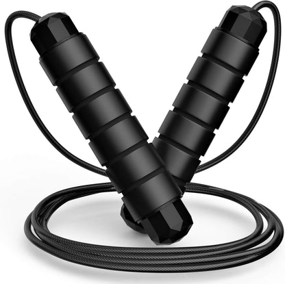 Jump Rope, Tangle-Free Rapid Speed Jumping Rope Cable with Ball Bearings for Women, Men & Kids, Adjustable Steel Jump Rope with Foam Handles for Home Gym Exercise Fitness Workout Equipment & Slim Body