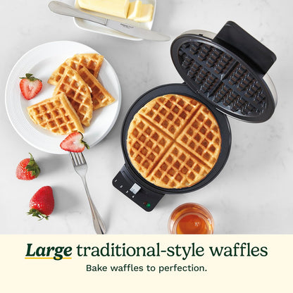 Cuisinart Waffle Maker, 1250W Round Classic Waffle Iron, 5-Setting Adjustable Browning Control, WMR-CANAS, Brushed Stainless