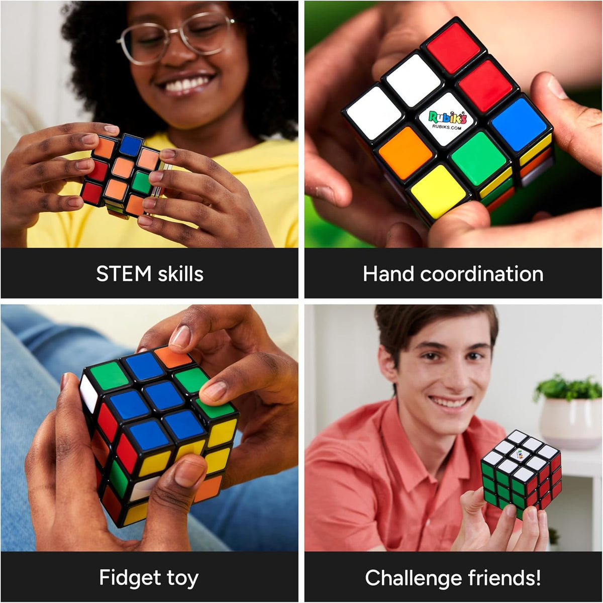 Rubik's Cube, The Original 3x3 Cube, Problem-Solving Brain Teaser, Color-Matching Puzzle, Fidget Toy, Sensory Puzzle, for Ages 8 & Up