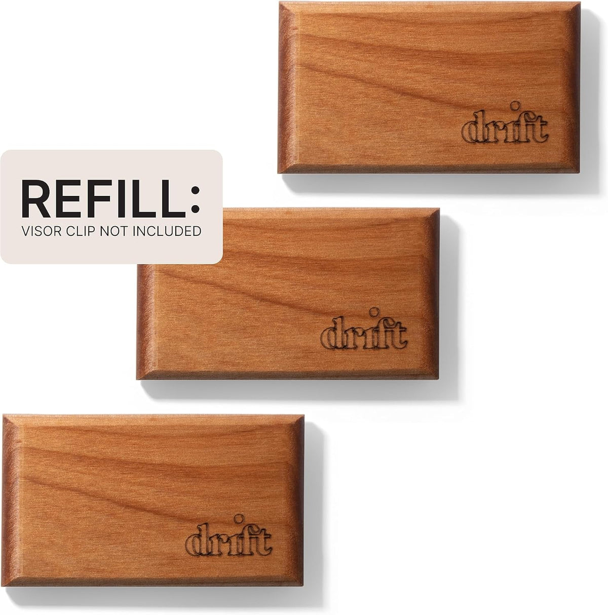 Drift Car Air Freshener - The Original Wood Air Freshener - Car Odor Eliminator - Long Lasting Scent - Metal Clip - Essential Oils - Clean Ingredients - Variety 3 Pack Refill - NO CLIP INCLUDED