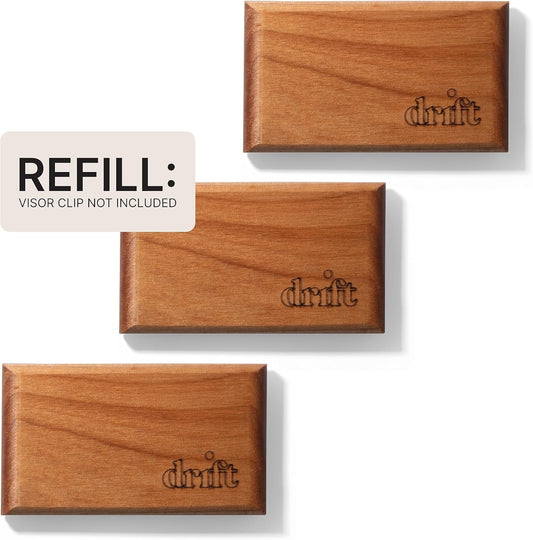 Drift Car Air Freshener - The Original Wood Air Freshener - Car Odor Eliminator - Long Lasting Scent - Metal Clip - Essential Oils - Clean Ingredients - Variety 3 Pack Refill - NO CLIP INCLUDED
