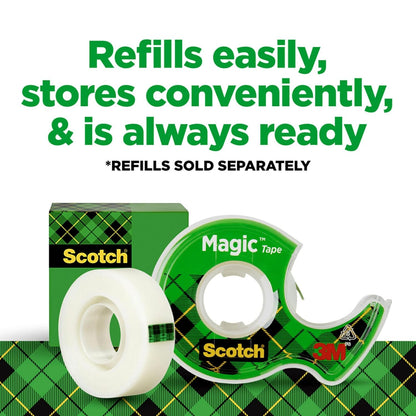 Scotch Magic Tape, 3 Dispensered Rolls, Numerous Applications, Invisible, Clear Tape Engineered for Repairing, 3/4 x 300 Inches