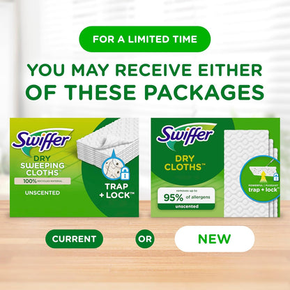 Swiffer Sweep + Mop, Dry Pads Refill, Floor Cleaner for Dirt, Dust, Hair, Cleaning Cloths for Mopping Home, Bathroom, Kitchen, Dust Mop, Floor Duster, Unscented, 52ct