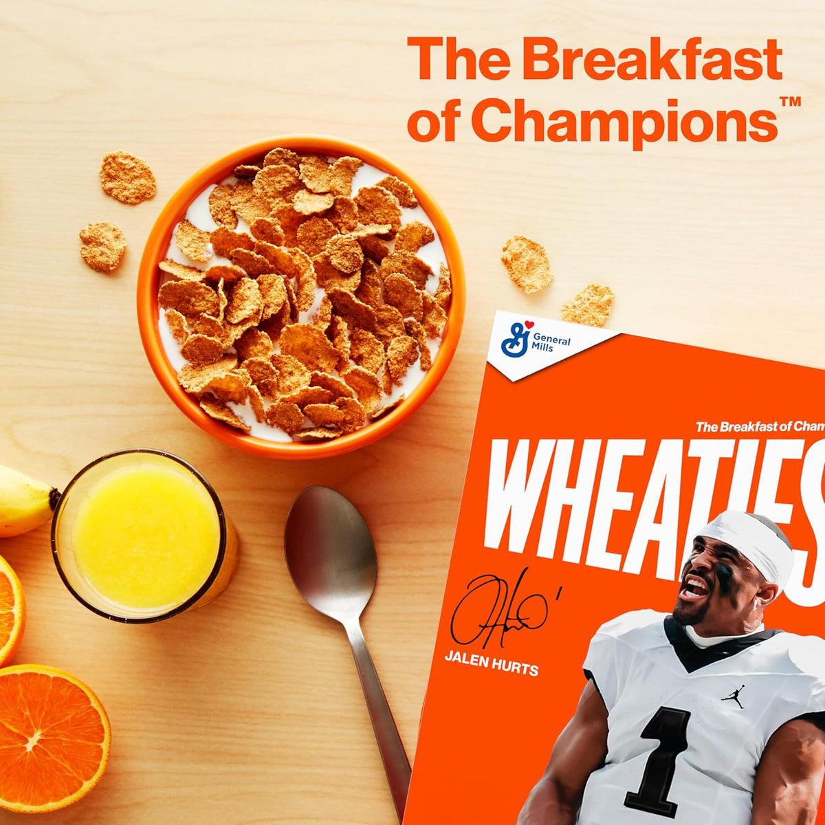 Wheaties Cereal, Breakfast of Champions, Jalen Hurts Cereal Box, 100% Whole Wheat Flakes, 15.6 oz