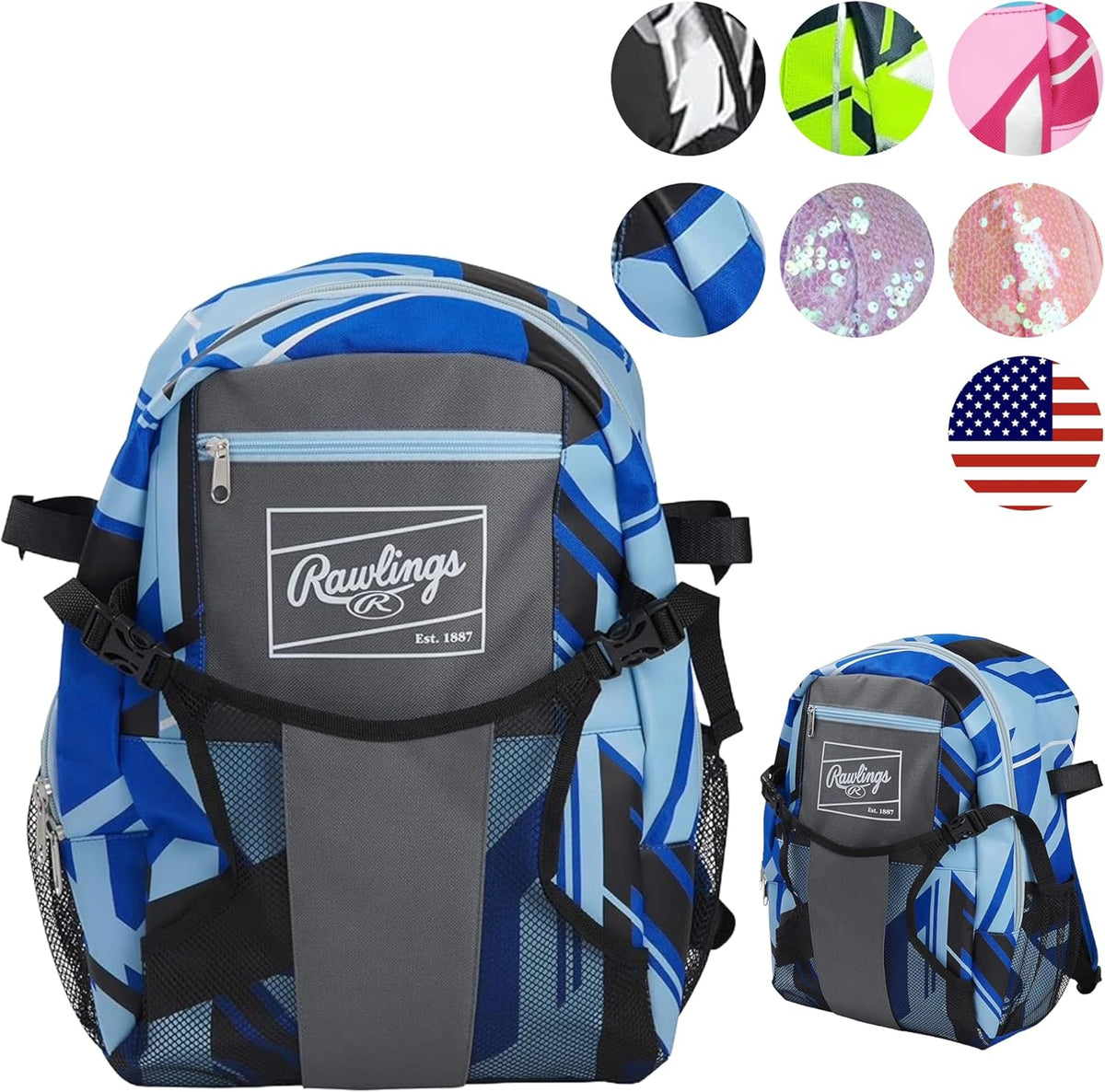 Rawlings | REMIX Backpack Equipment Bag | T-Ball & Youth Baseball / Softball | Royal