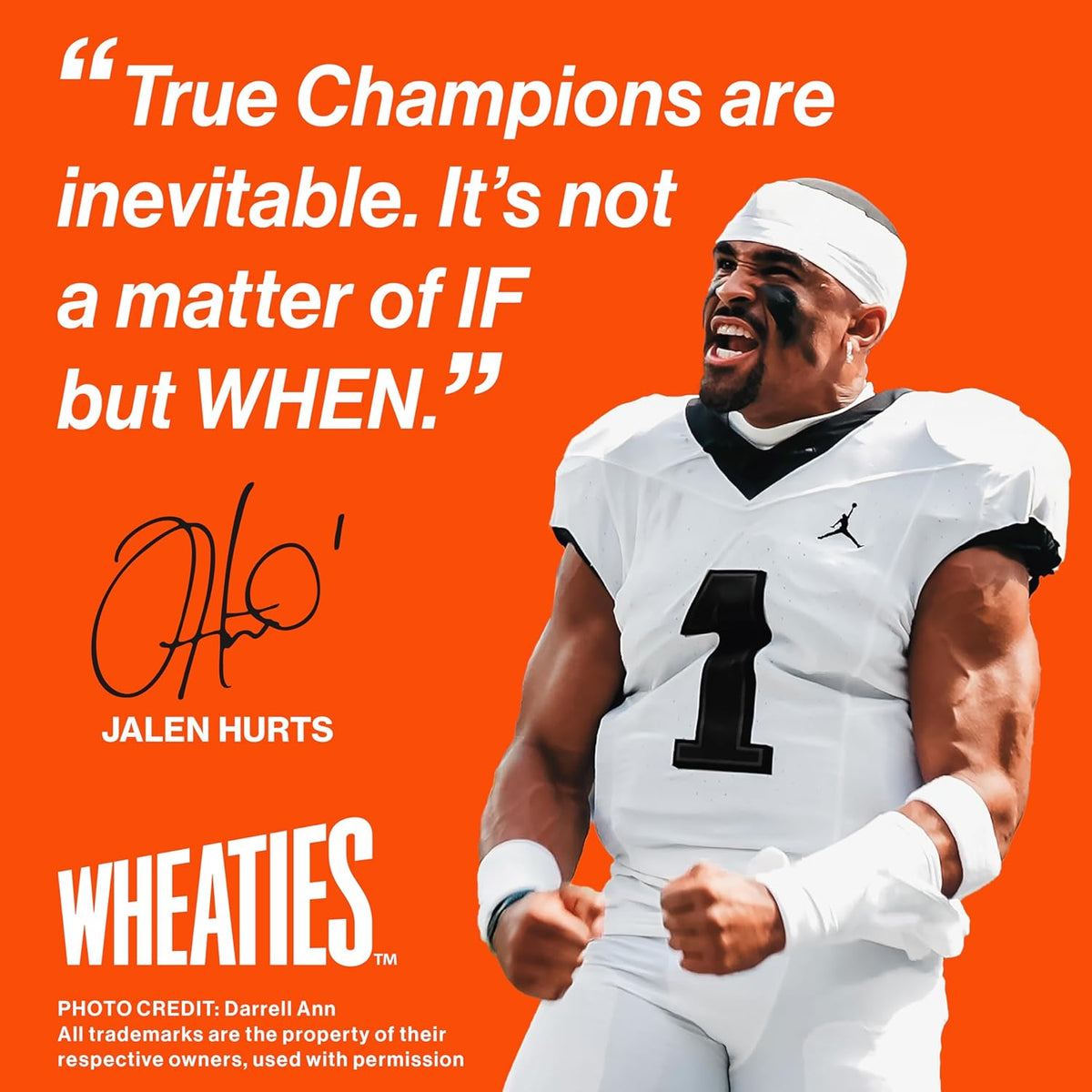 Wheaties Cereal, Breakfast of Champions, Jalen Hurts Cereal Box, 100% Whole Wheat Flakes, 15.6 oz
