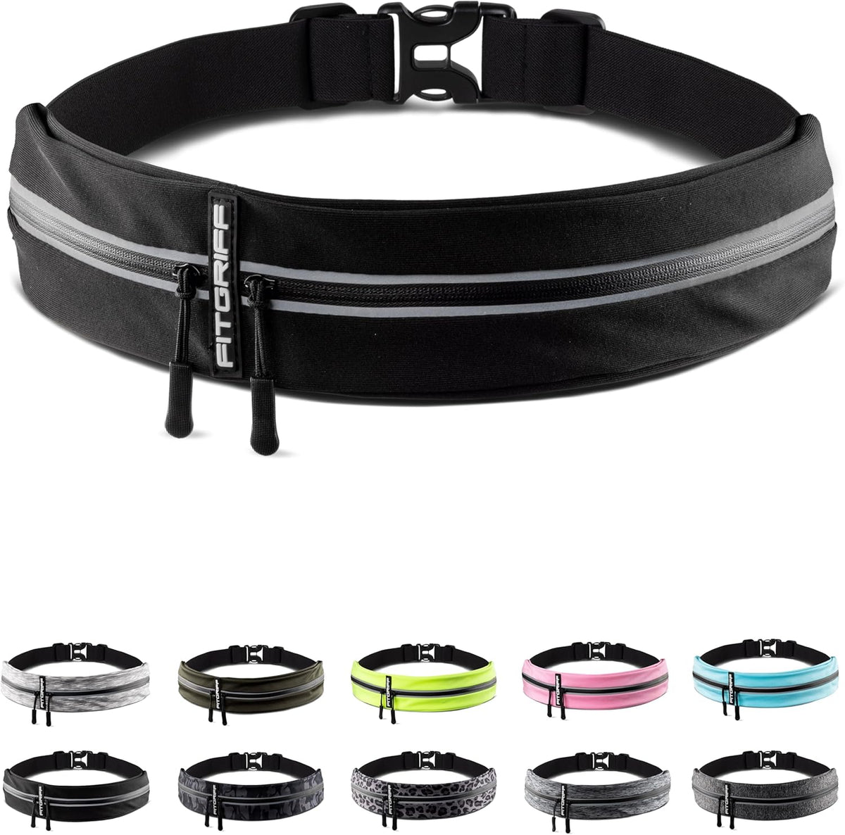 Fitgriff® Running Belt for Men & Women - Secure Jogging Pouch for Phone, Keys & Essentials - For All Cell Phones