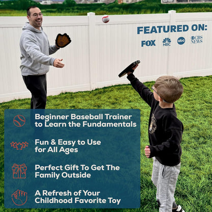 Toss and Catch Ball Game Set - Easy to Use Sticky Balls & Beginner Baseball Training Glove - Premium Toy Paddle Fits All Hand Sizes From Toddlers to Teens & Adults - Fun Gift Idea for Boys and Girls