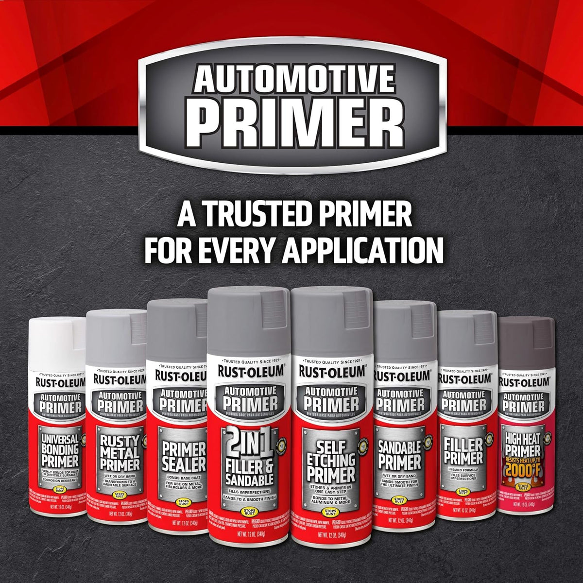 Rust-Oleum 260510 Stops Rust Automotive 2-in-1 Filler & Sandable Primer Spray, 12 oz, Gray