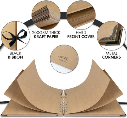 Bstorify Scrapbook Album 60 Pages (8 x 8 Inch) Brown Thick 200gsm Kraft Paper, Photo Album Scrapbook, Memory Book - Ideal for Your Scrapbooking Albums Art & Craft Projects