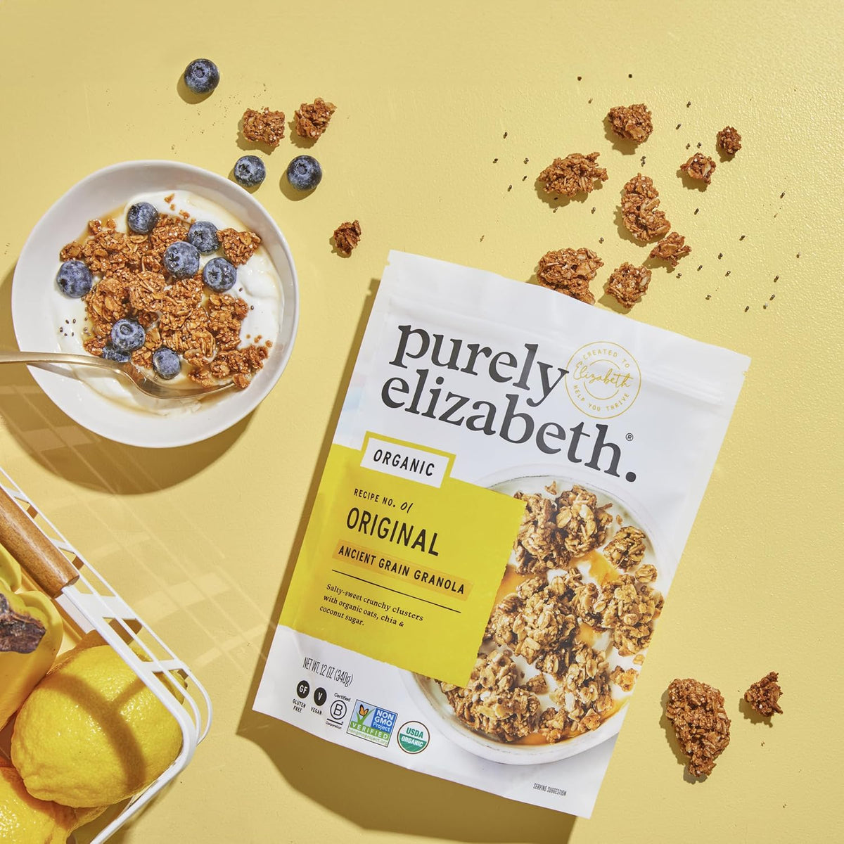Purely Elizabeth Organic Original, Ancient Grain Granola, Gluten-Free, Non-GMO (3 Ct, 12oz Bags)